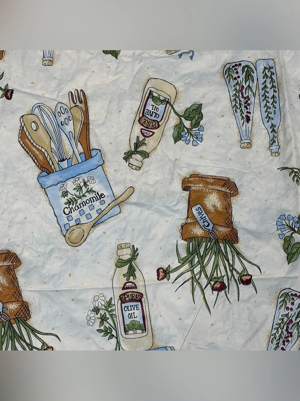 Vintage Large Plastic Vinyl Cooking Themed Tablecloth 50 x 50.15 cookbook Herb